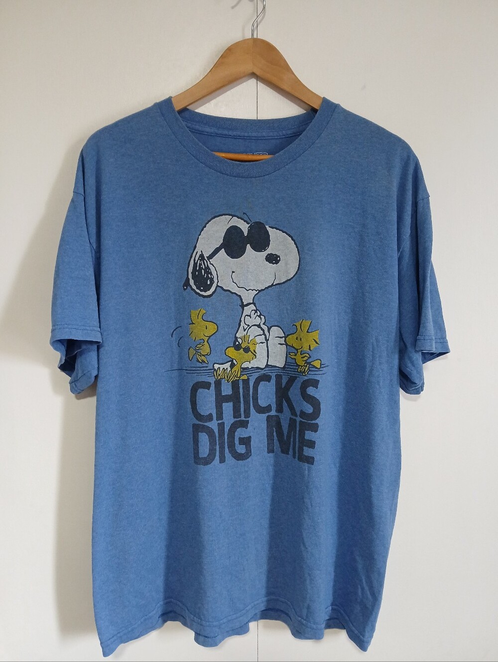 ​Vintage Style Peanuts Snoopy Chicks Dig Me Graphic T-Shirt Blue Heathered XL